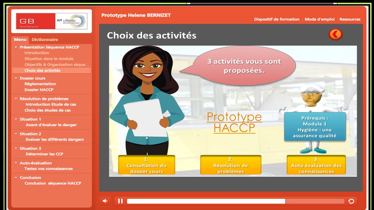 Prototype HACCP Présentation mémoire ingénieur e-formation Hélène Bernizet