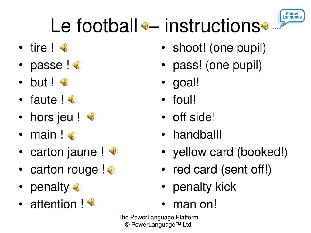 Le football – instructions
