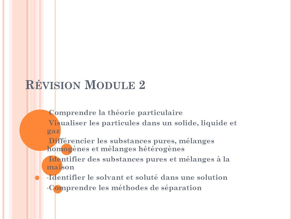 Révision Module 2 Comprendre la théorie particulaire