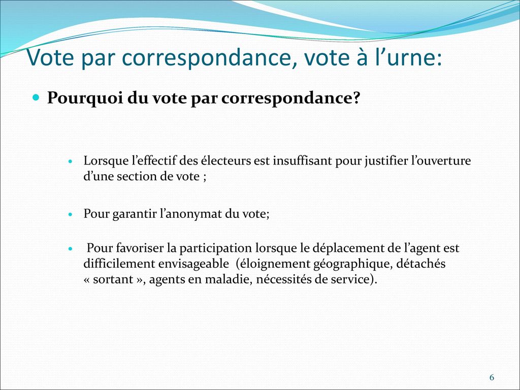 Vote par correspondance, vote à l’urne: