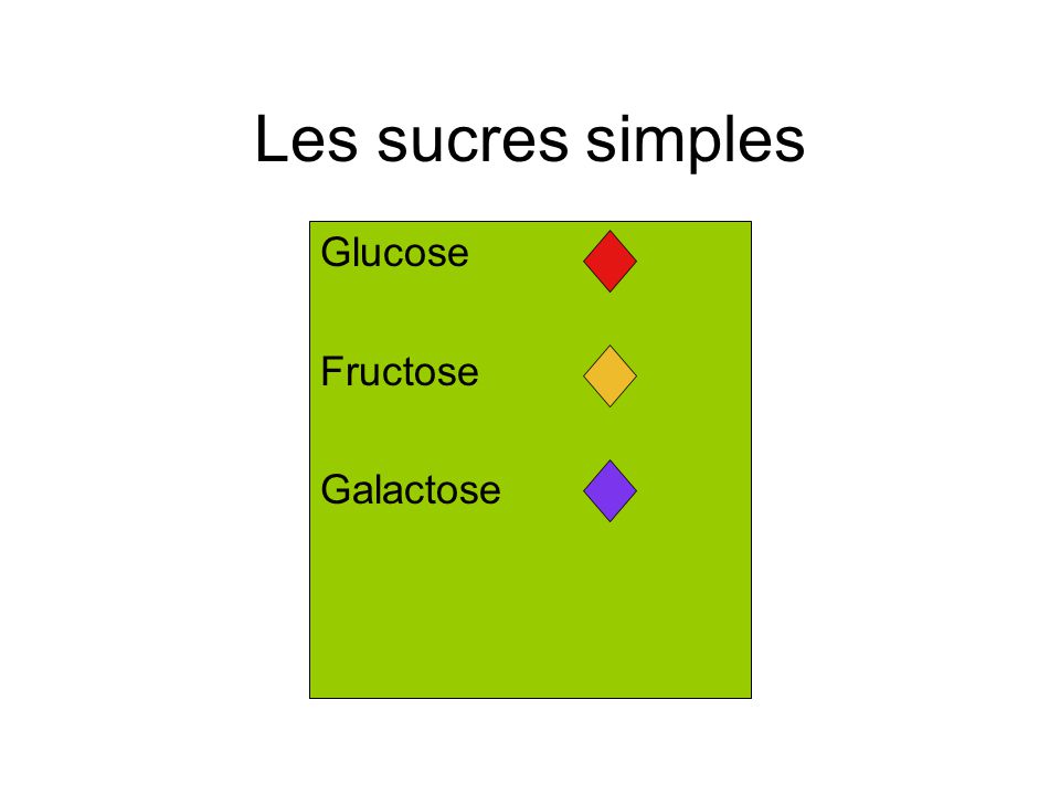 Les sucres simples Glucose Fructose Galactose