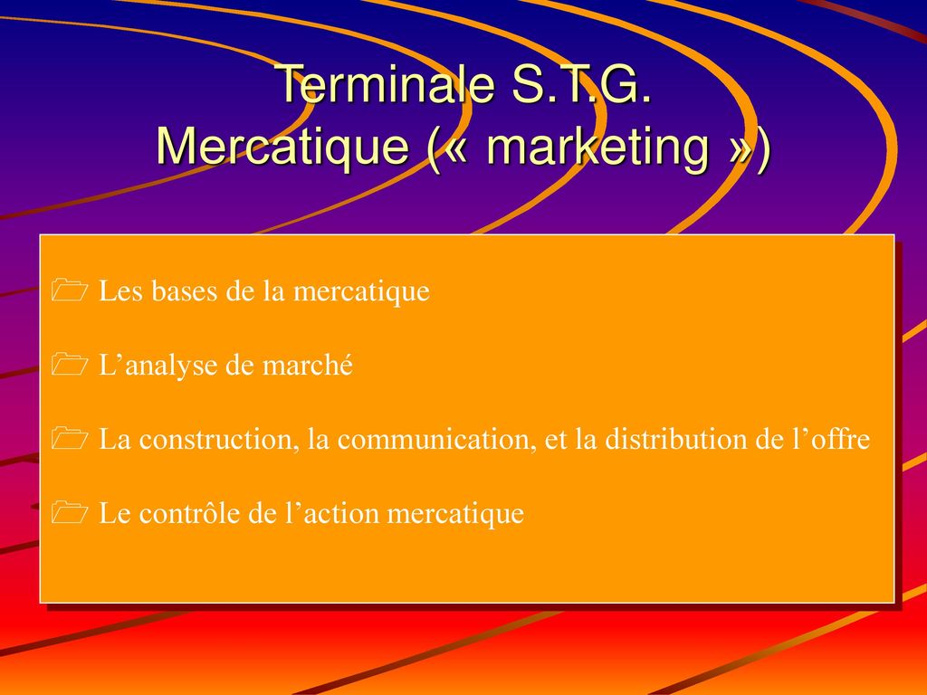 Terminale S.T.G. Mercatique (« marketing »)