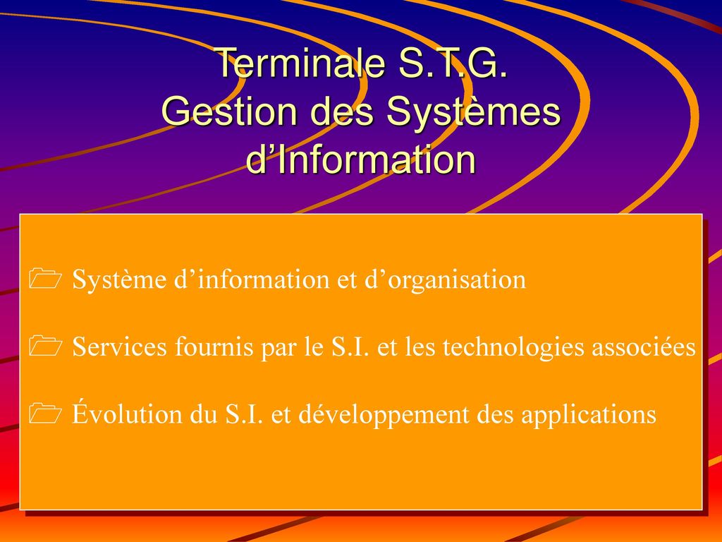 Terminale S.T.G. Gestion des Systèmes d’Information
