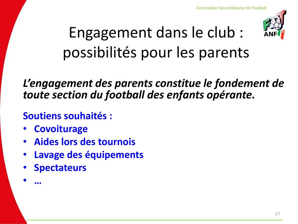 Engagement dans le club : possibilités pour les parents