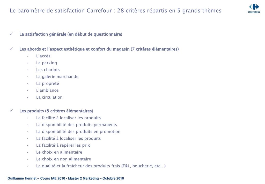 Les Etudes Consommateurs Dans Le Groupe Carrefour Ppt Telecharger