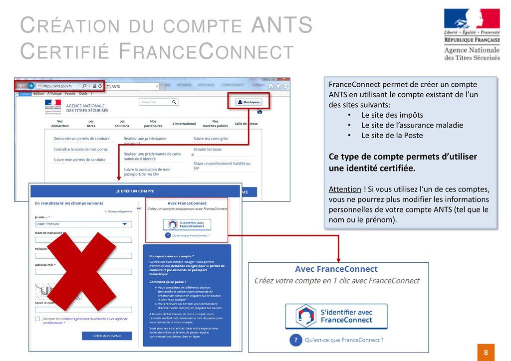 Création du compte ANTS Certifié FranceConnect