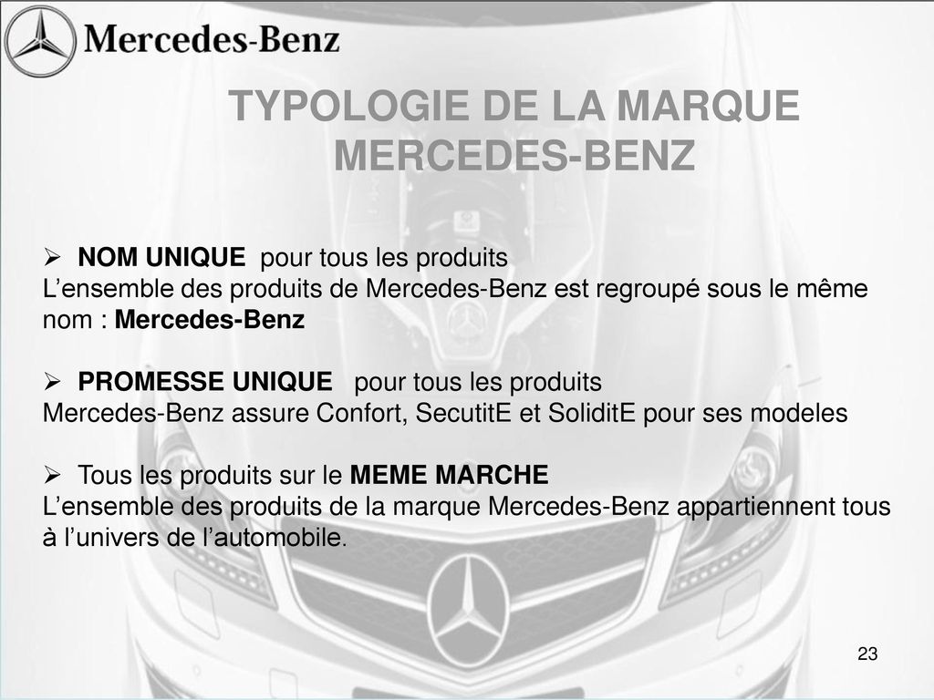 TYPOLOGIE DE LA MARQUE MERCEDES-BENZ