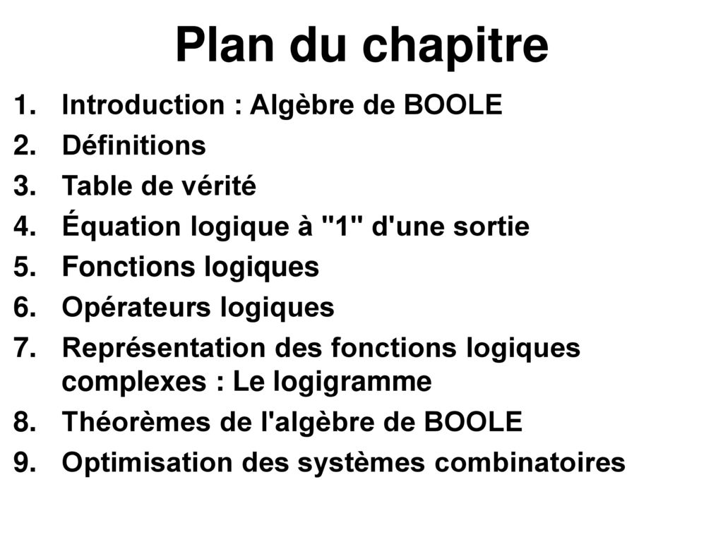 Fonctions Logiques & Algèbre De BOOLE - Ppt Télécharger