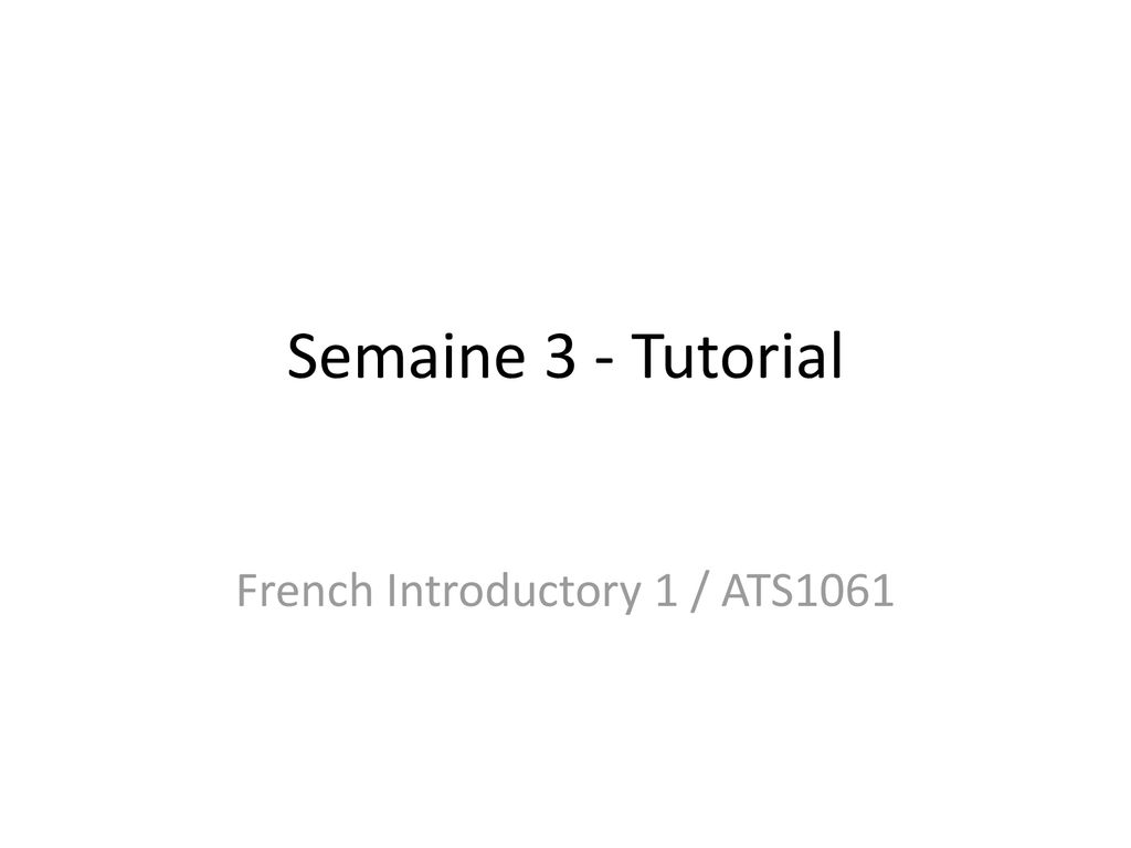 French Introductory 1 / ATS ppt télécharger