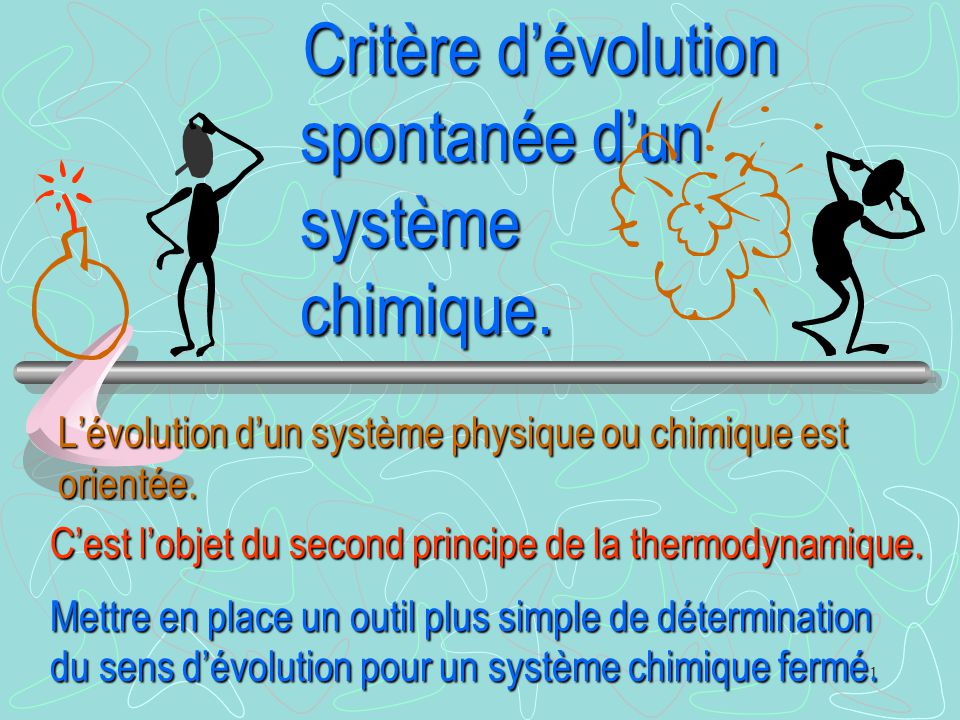 Critère d’évolution spontanée d’un système chimique.