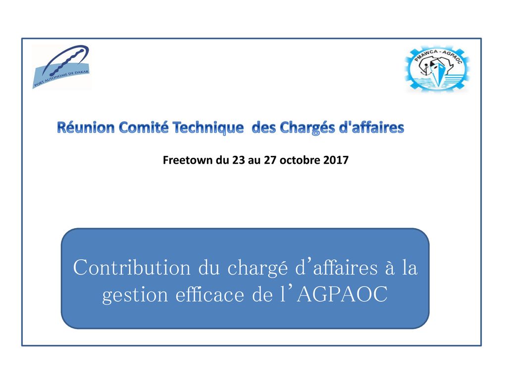 Réunion Comité Technique Des Chargés D'affaires - Ppt Télécharger