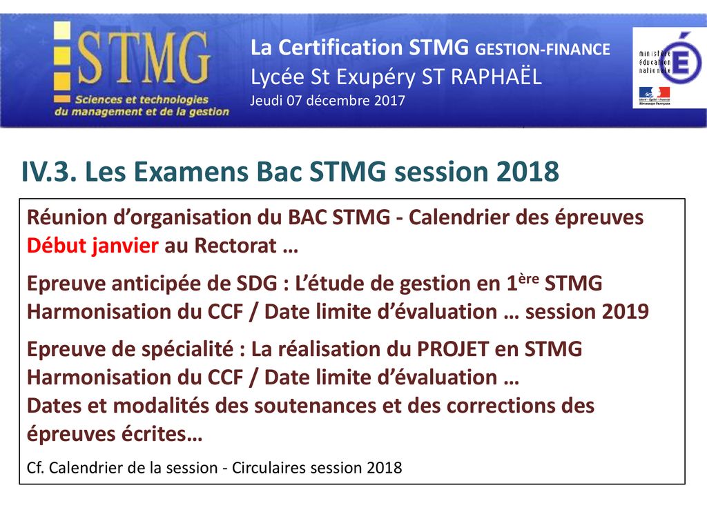 Journee De Formation La Certification Stmg Specialite Gestion Finance Ppt Telecharger