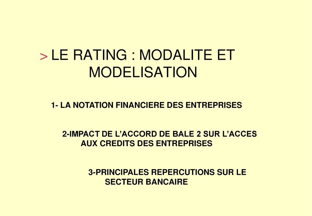 LE RATING : MODALITE ET MODELISATION - Ppt Télécharger