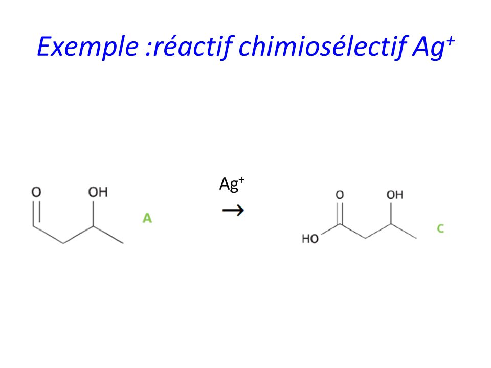 Exemple :réactif chimiosélectif Ag+