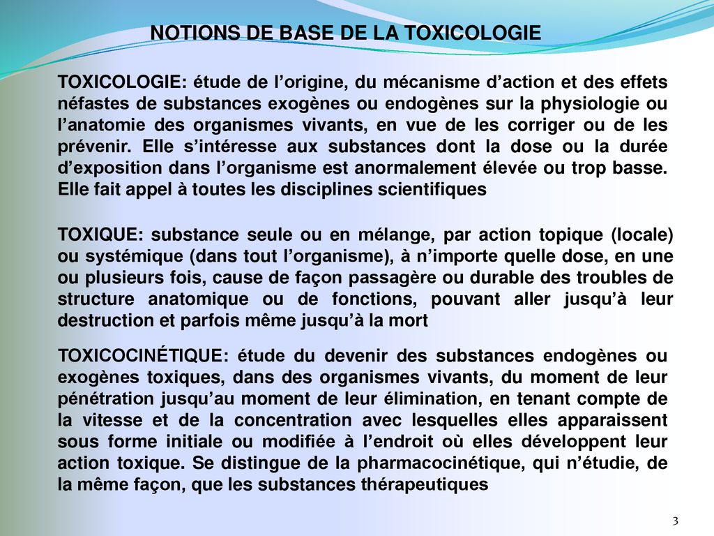 COURS DE TOXICOLOGIE GENERALE: Toxicocinétique, Toxicodynamique - Ppt ...