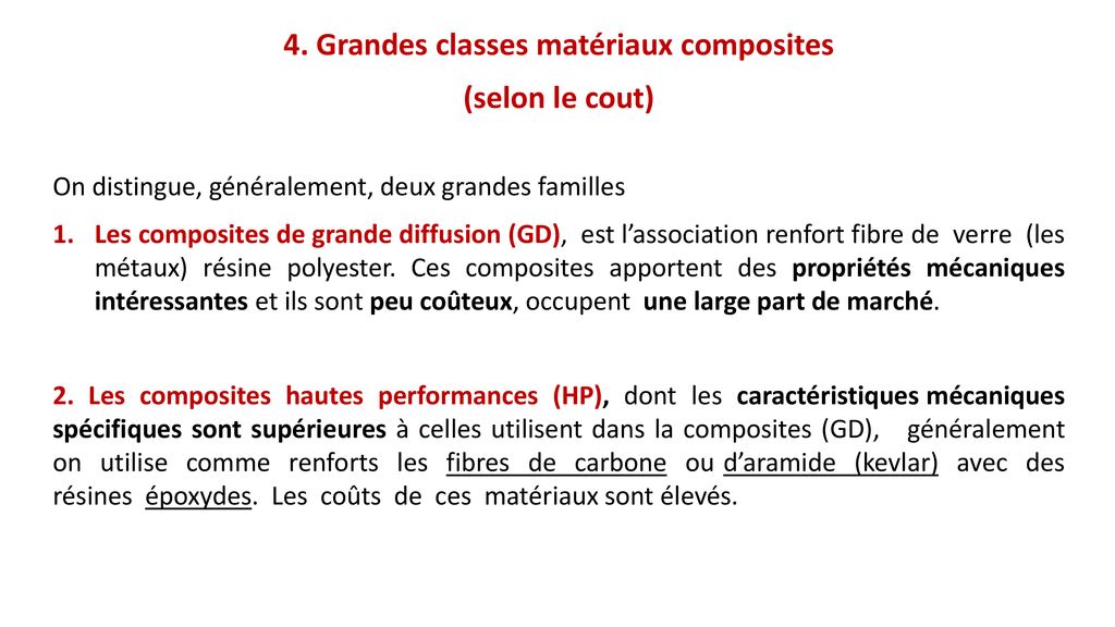 4. Grandes classes matériaux composites
