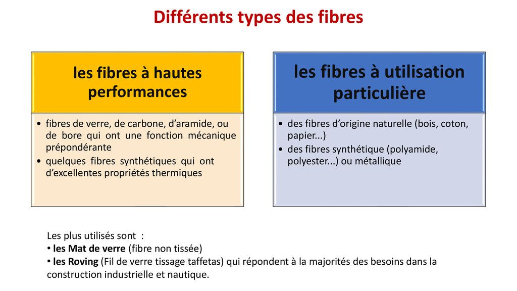 Différents types des fibres