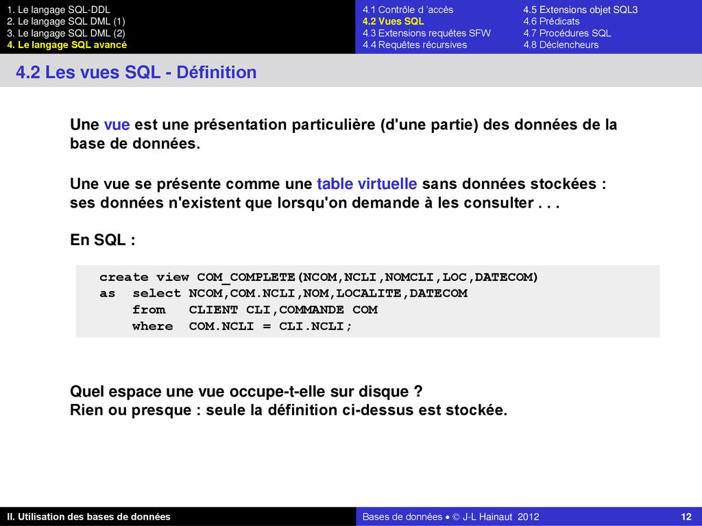 4 Le Langage Sql Avance 1re Partie Ppt Télécharger