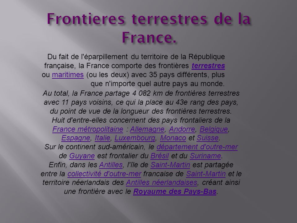 Frontieres terrestres de la France.