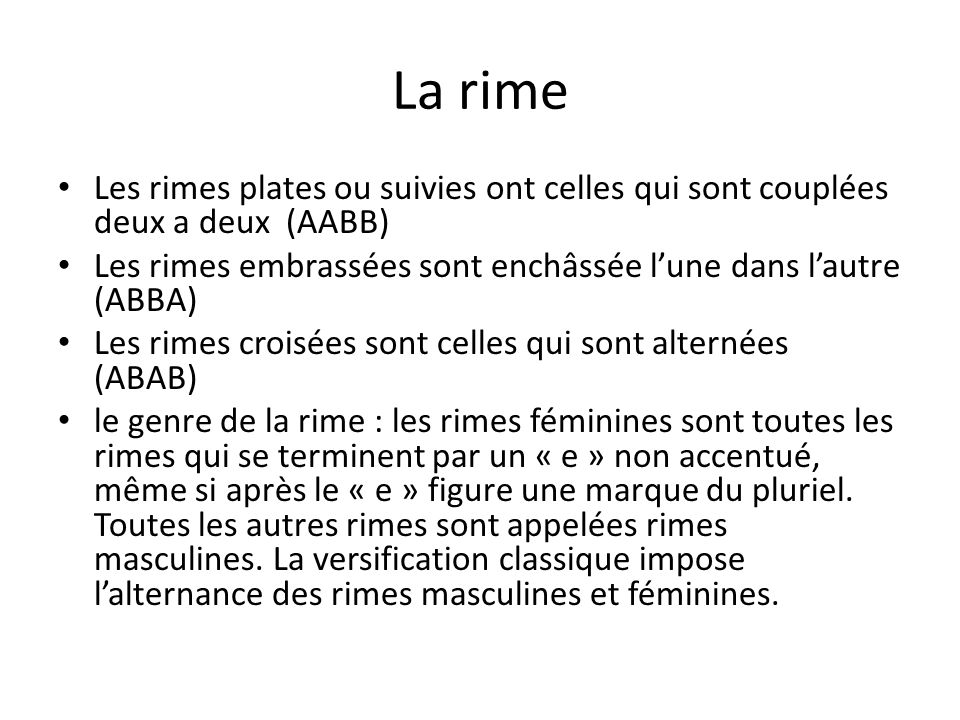 Poeme avec des rimes embrassées