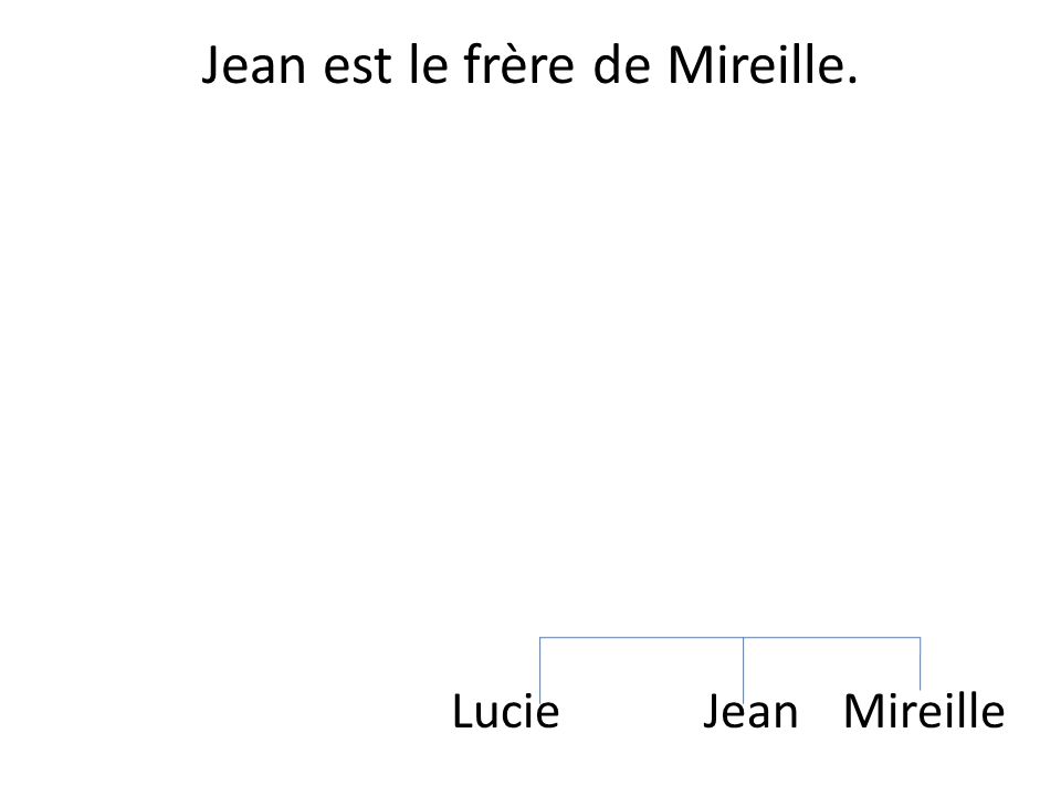 Jean est le frère de Mireille.