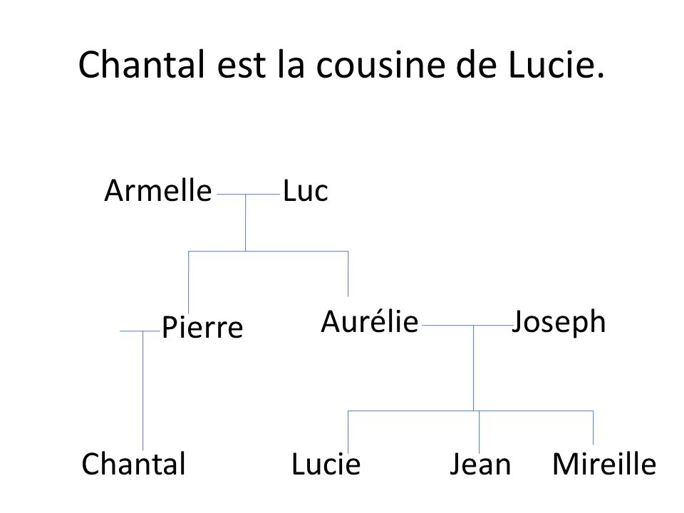 Chantal est la cousine de Lucie.
