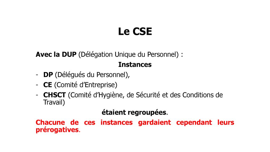 Le CSE Avec la DUP (Délégation Unique du Personnel) : Instances