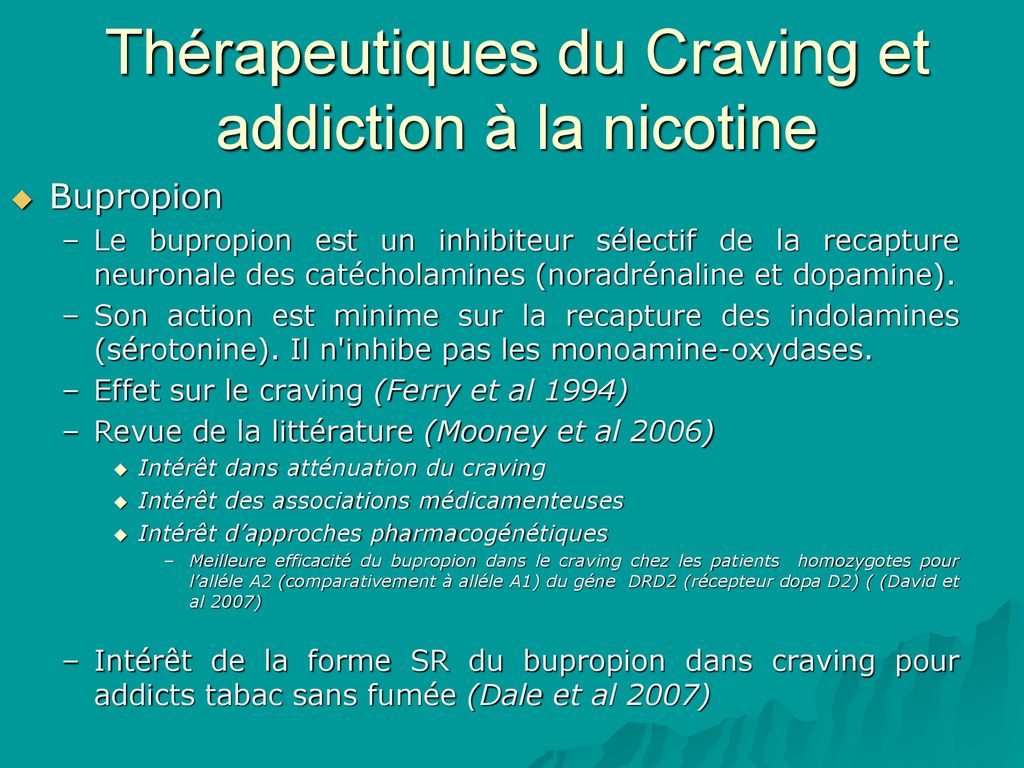 Thérapeutiques du Craving et addiction à la nicotine