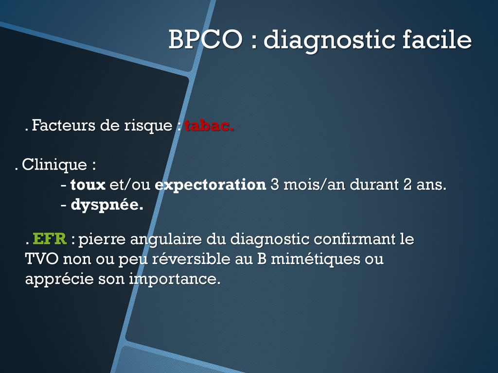 Broncho-pneumopathie Chronique Obstructive DR MEHANNAOUI - Ppt Télécharger