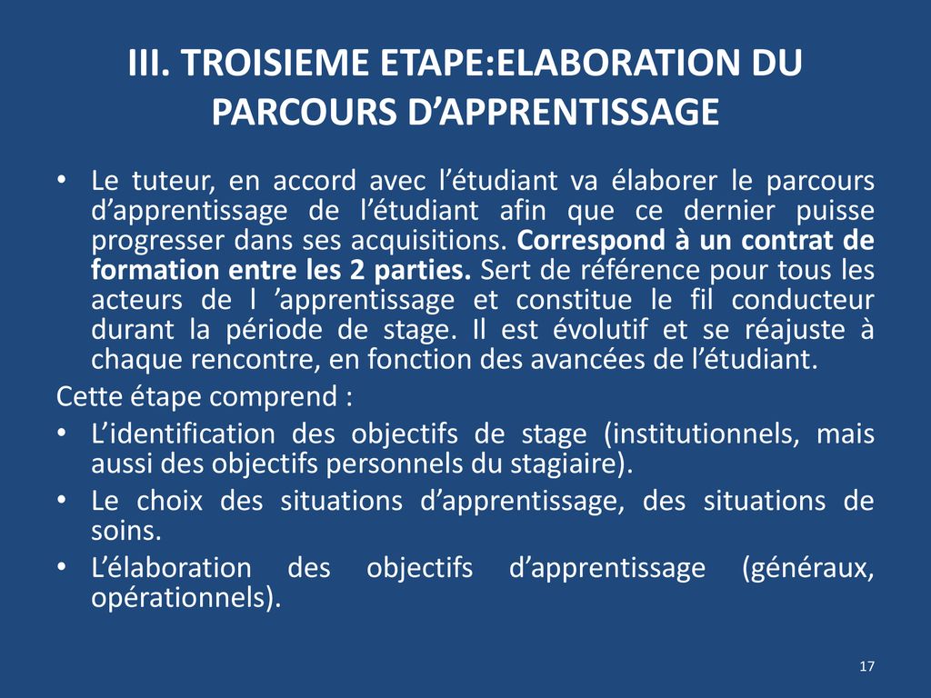 III. TROISIEME ETAPE:ELABORATION DU PARCOURS D’APPRENTISSAGE