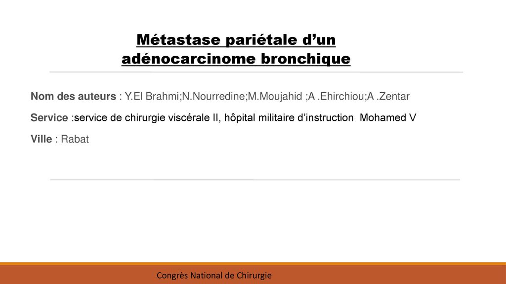 Métastase pariétale d’un adénocarcinome bronchique