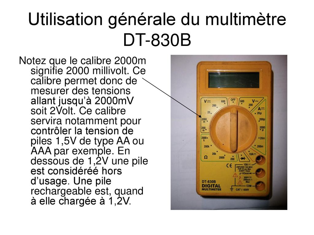 Utilisation générale du multimètre DT-830B