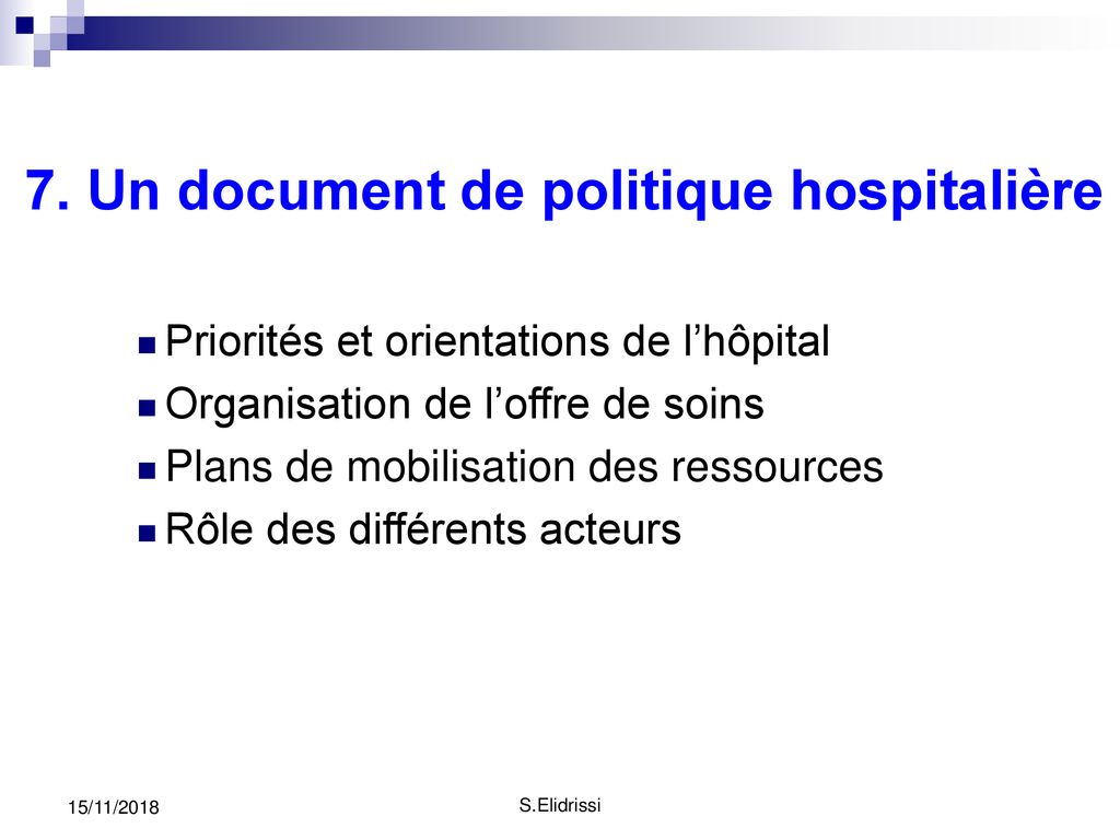 7. Un document de politique hospitalière