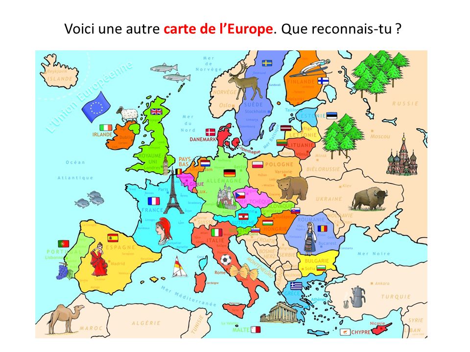 Voici une autre carte de l’Europe. Que reconnais-tu