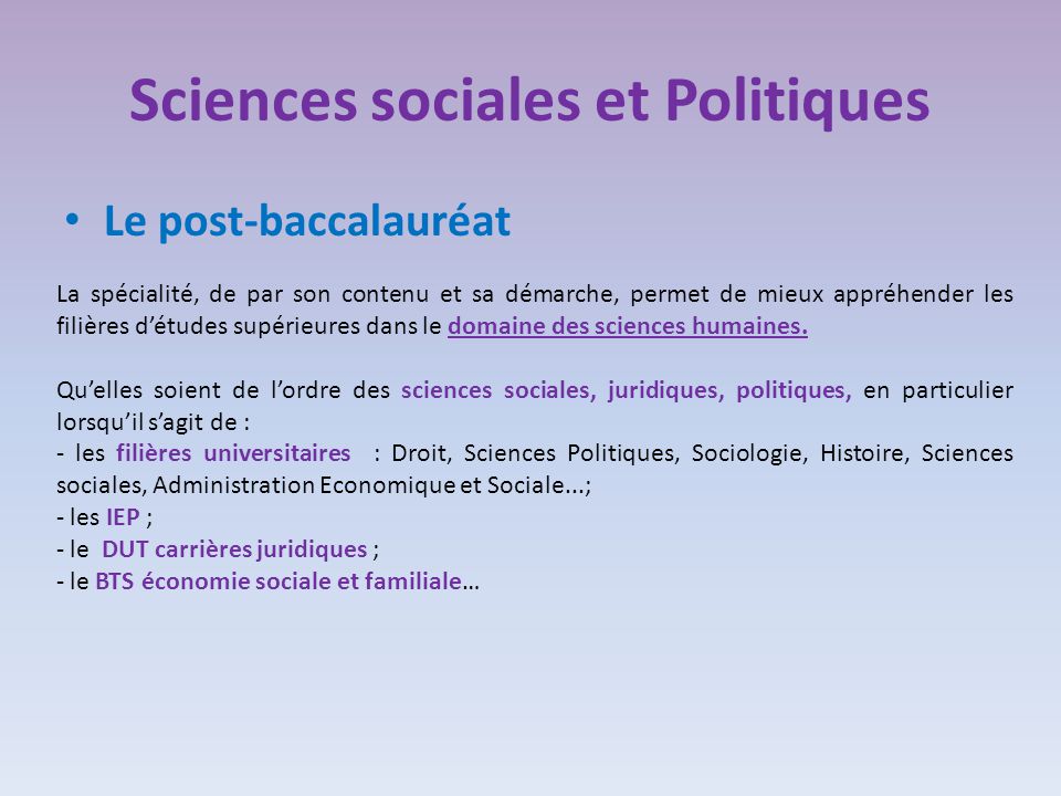 Sciences sociales et Politiques