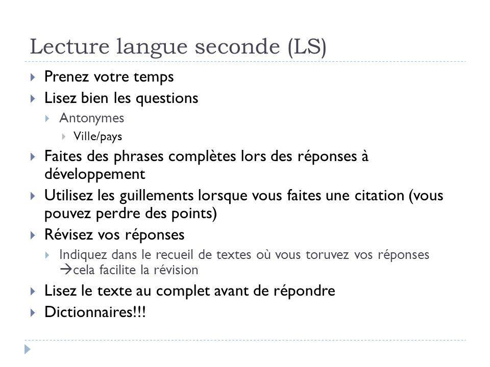 Lecture langue seconde (LS)