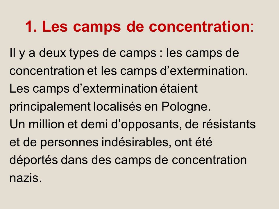 1. Les camps de concentration: