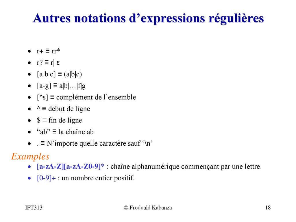 IFT313 Introduction Aux Langages Formels - Ppt Télécharger