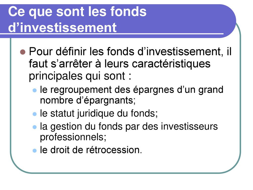 Thème 7 Les Fonds D’investissement - Ppt Télécharger