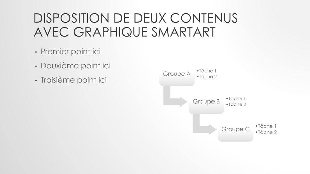 Disposition de deux contenus avec graphique SmartArt