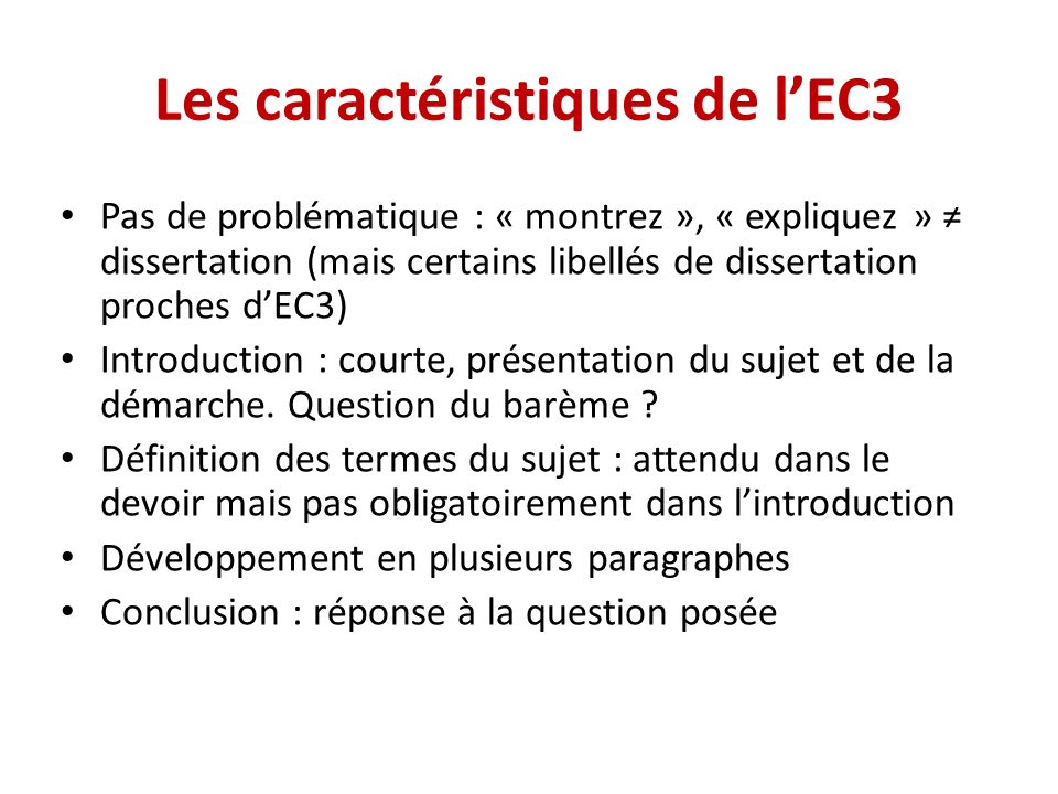 Les caractéristiques de l’EC3