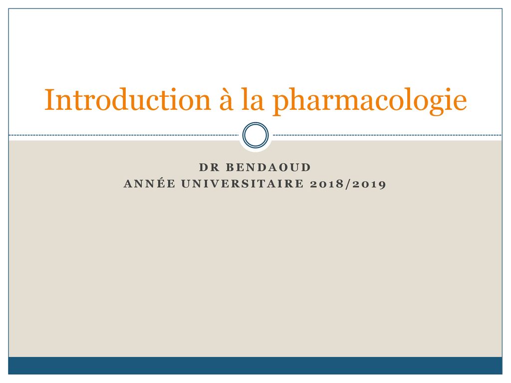 Introduction à La Pharmacologie - Ppt Télécharger