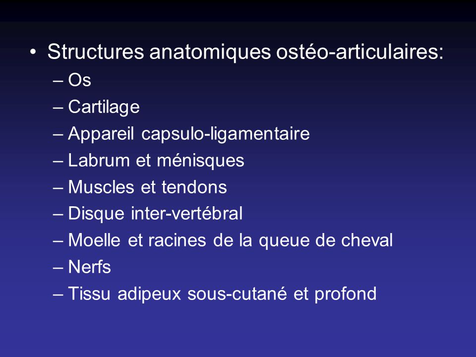 Structures anatomiques ostéo-articulaires: