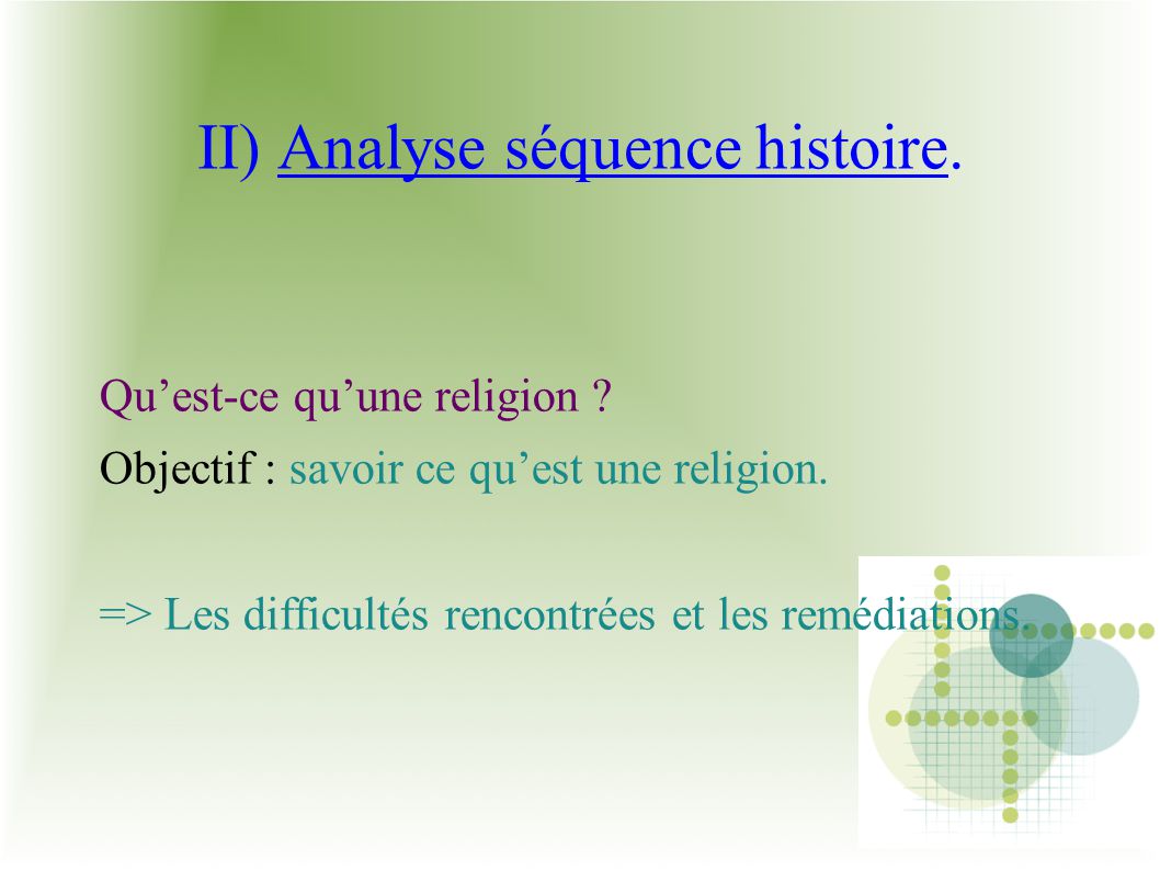 II) Analyse séquence histoire.