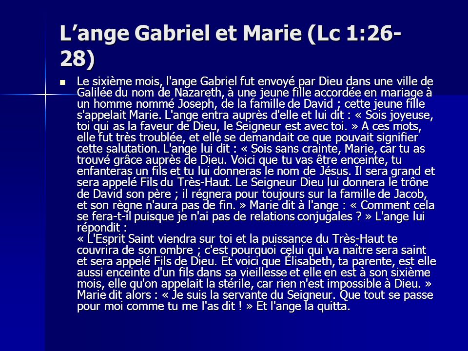 L’ange Gabriel et Marie (Lc 1:26-28)