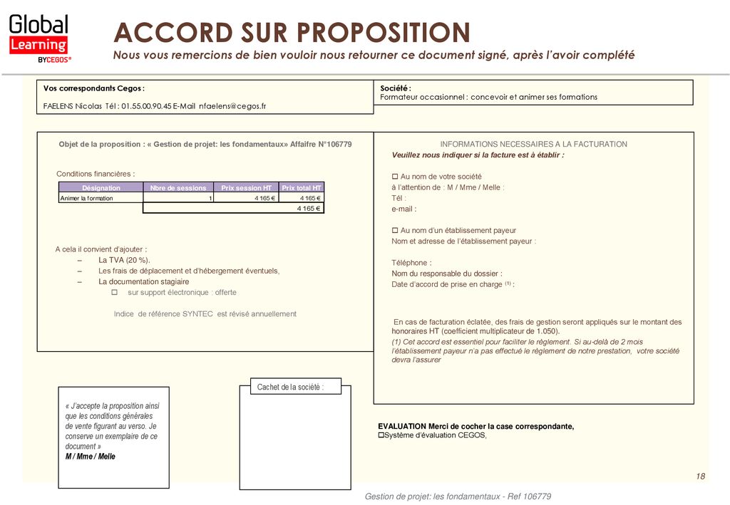 Gestion De Projet Les Fondamentaux Proposition Cegos N Janvier Ppt Telecharger