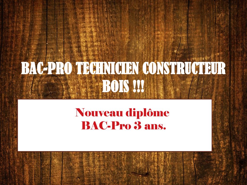 BAC-PRO TECHNICIEN CONSTRUCTEUR BOIS !!! - Ppt Télécharger