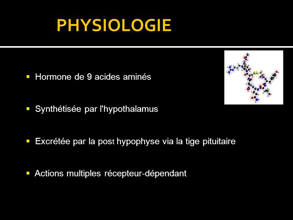 PHYSIOLOGIE Hormone de 9 acides aminés Synthétisée par l hypothalamus