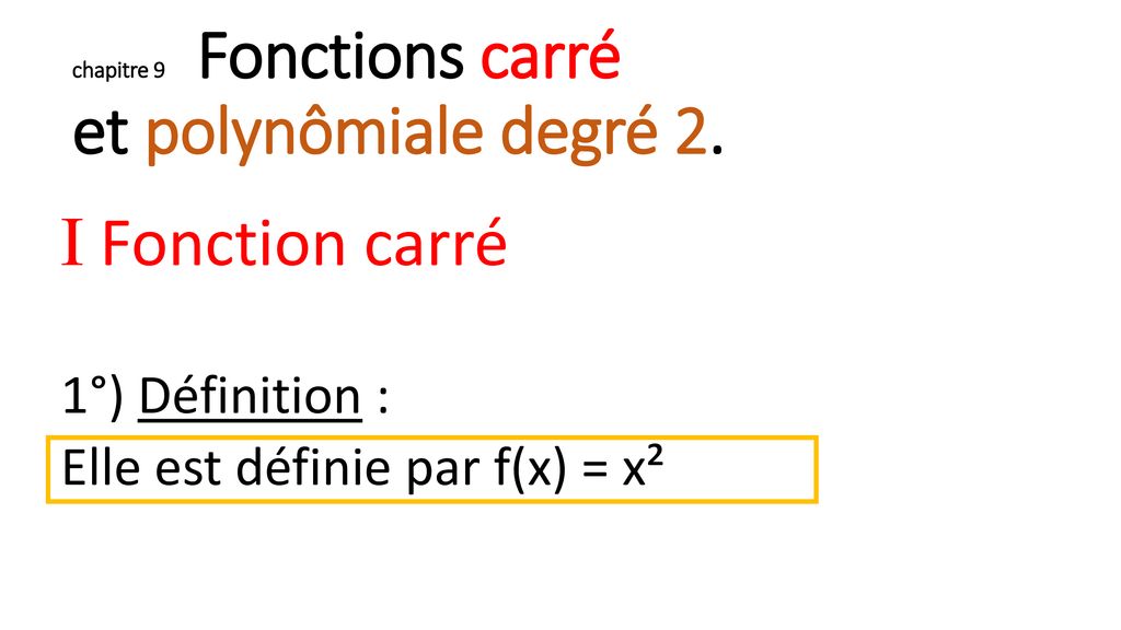 Chapitre 9 Fonctions Carré Et Polynômiale Degré Ppt Télécharger