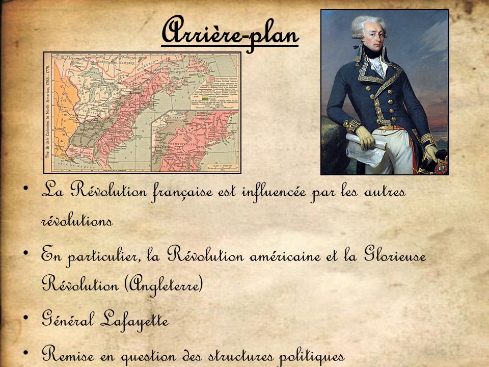Arrière-plan La Révolution française est influencée par les autres révolutions.